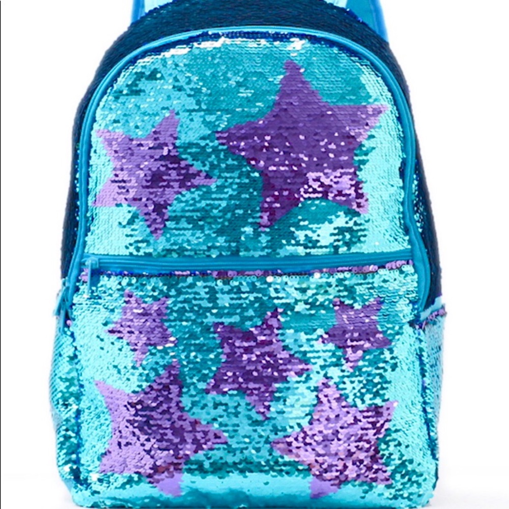Teal and Purple Sequins Flip Backpack